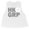 HKGRP Solid White / Gray / White Crop Racerback Tank