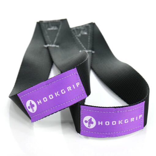 Terrific Triangles Black Purple/White weightlifting straps (1.5" Nylon)